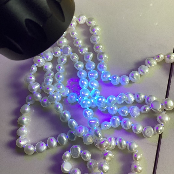 Vintage Cream Genuine Freshwater Pearl Necklace Hand Knotted 39in - Picture 6 of 7